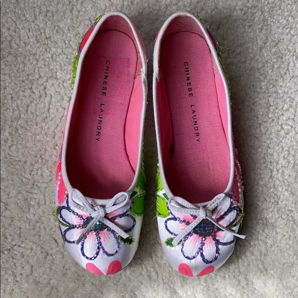 Chinese Laundry Flower Satin Ballet Flats